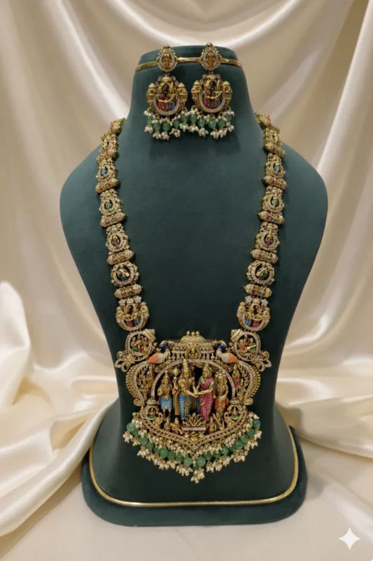 Handpainted Srinivasa Kalyana Necklace Set.