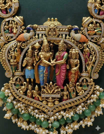 Handpainted Srinivasa Kalyana Necklace Set.